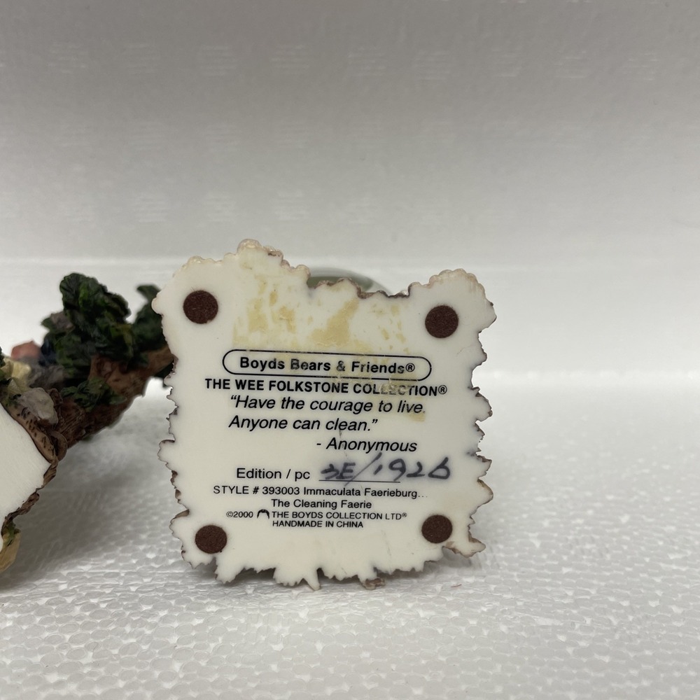 Boyds Bears Wee Folkstone Momma McHopple Naptime Cleaning Faerie Snow Globe Set - Picture 6 of 11